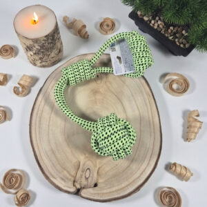 Jouet pour chien avec boule de corde et poignée - Vert